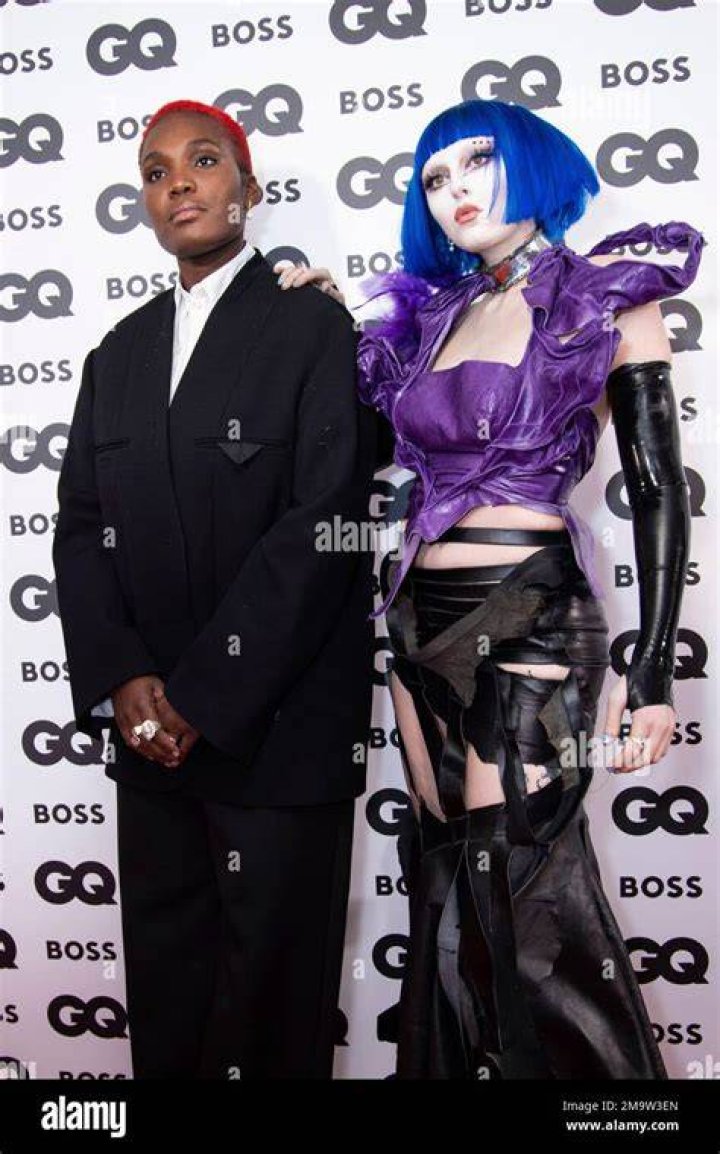 Arlo Parks and Ashnikko pose for photographers upon arrival at the GQ