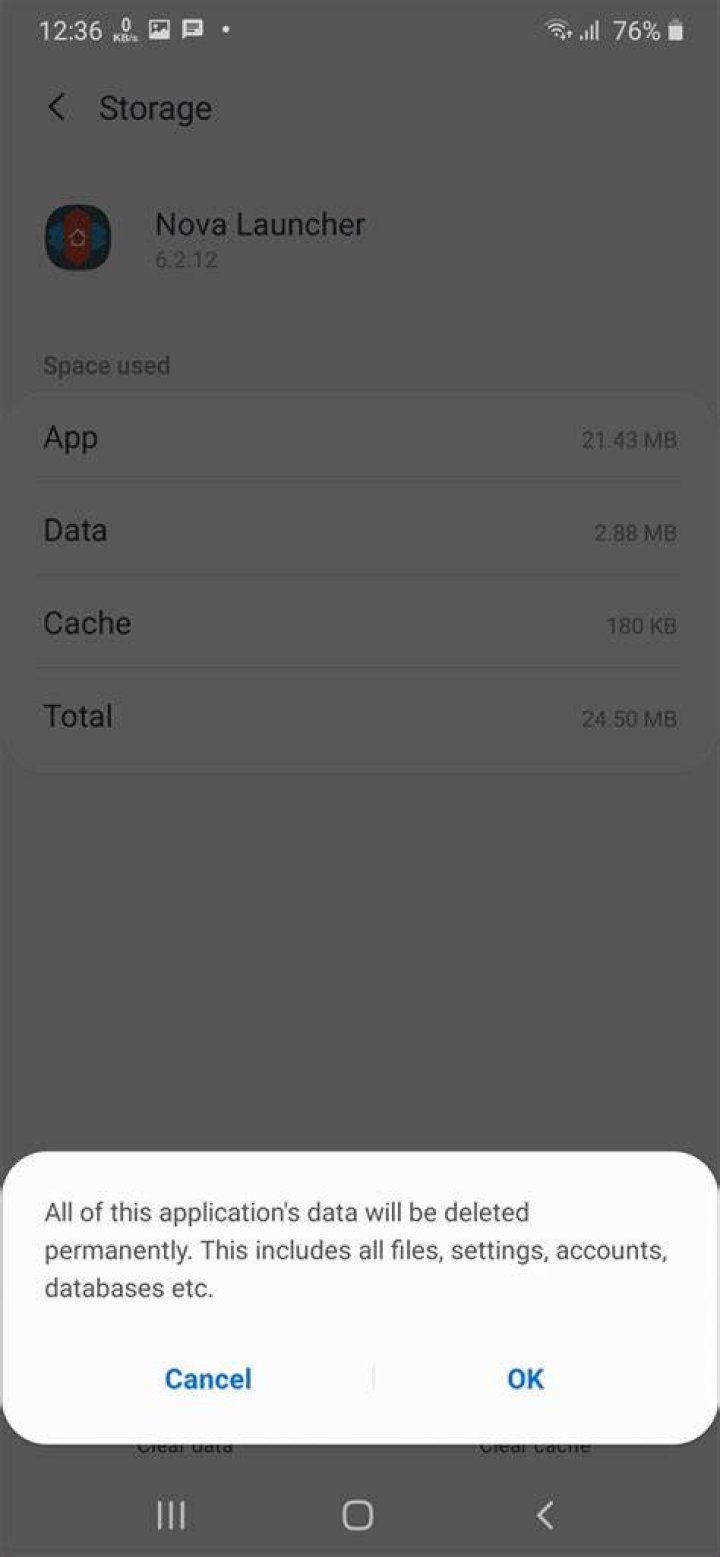 clearing data android app
