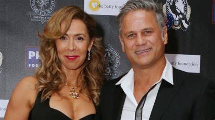 Jon Stevens and billionaire girlfriend Heloise Pratt attend Collingwood