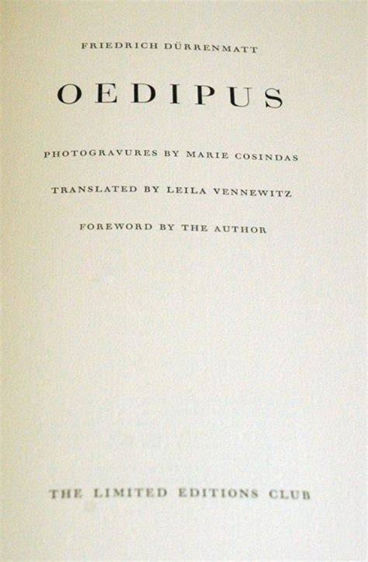 Oedipus by Durrenmatt, Friedrich; Vennewitz, Leila (trans.) Very good